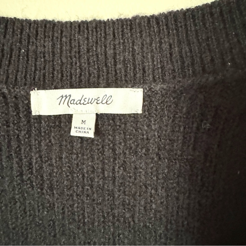 Madewell Melwood Square-Neck Pullover Sweater True Black Coziest Yarn Size M - Picture 7 of 12
